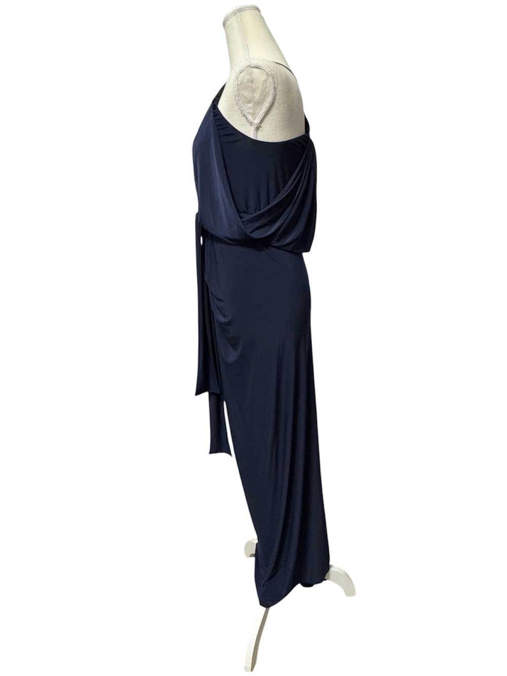 093 MISA Los Angeles Women’s Domino V-Neck Knot Front Maxi Dress - Blue, Medium - Picture 3 of 7